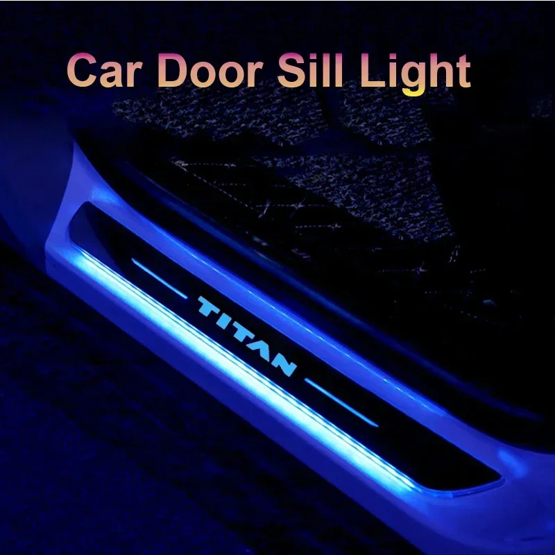 

USB Power Car LED Welcome Pedal for Nissan Titan Acrylic Pathway Front Rear Threshold Light Decorative Strip Accessories