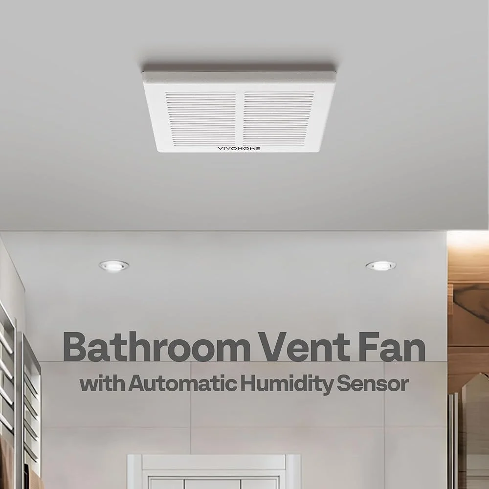 80 CFM Automatic Bathroom Exhaust Fan 1.5 Sone Humidity Sensor Ceiling Mount 4 Inch Duct Ventilation 95 Sq Ft Coverage
