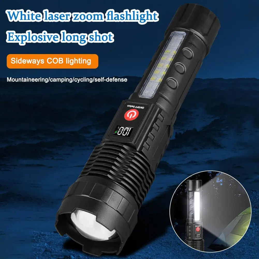 

Powerful Zoom LED Flashlight Type-C Rechargeable Spotlight Light Fishing Work Hand Tactical Camping Lamp Army U2N2