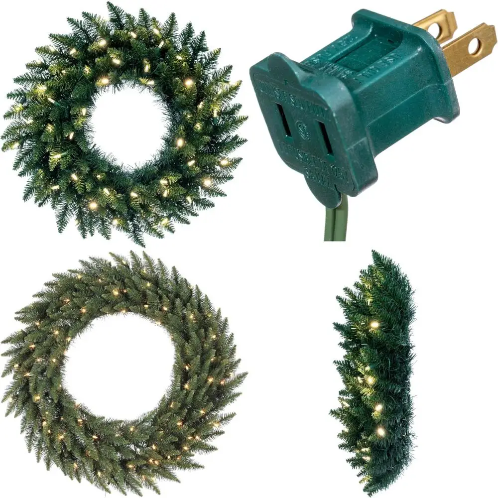 

Искусственный рождественский венок с теплыми белыми светодиодными фонарями - искусственная ель, домашнее праздничное украшение для сезонного дома