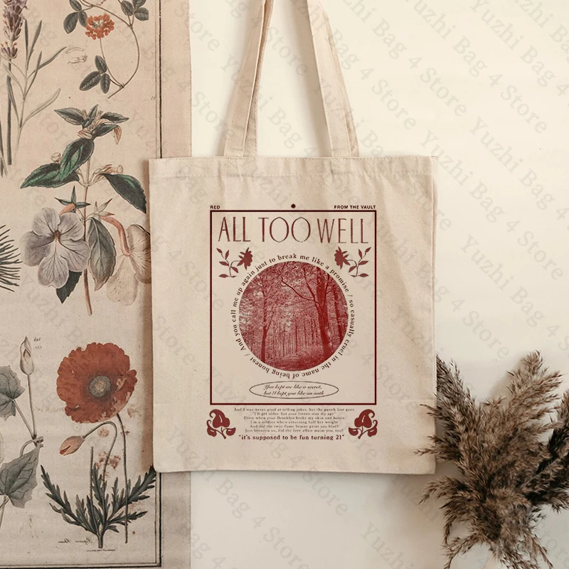 All Too Well Tote Bag TS Merch Shopping Bags borsa a tracolla di grande capacità borsa di tela da donna regalo di compleanno