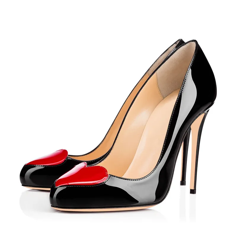 

Sexy Leopard Patent Leather Red Heart Pumps Stiletto Heel Party High Heels Woman Wedding Thin Heels Shoes