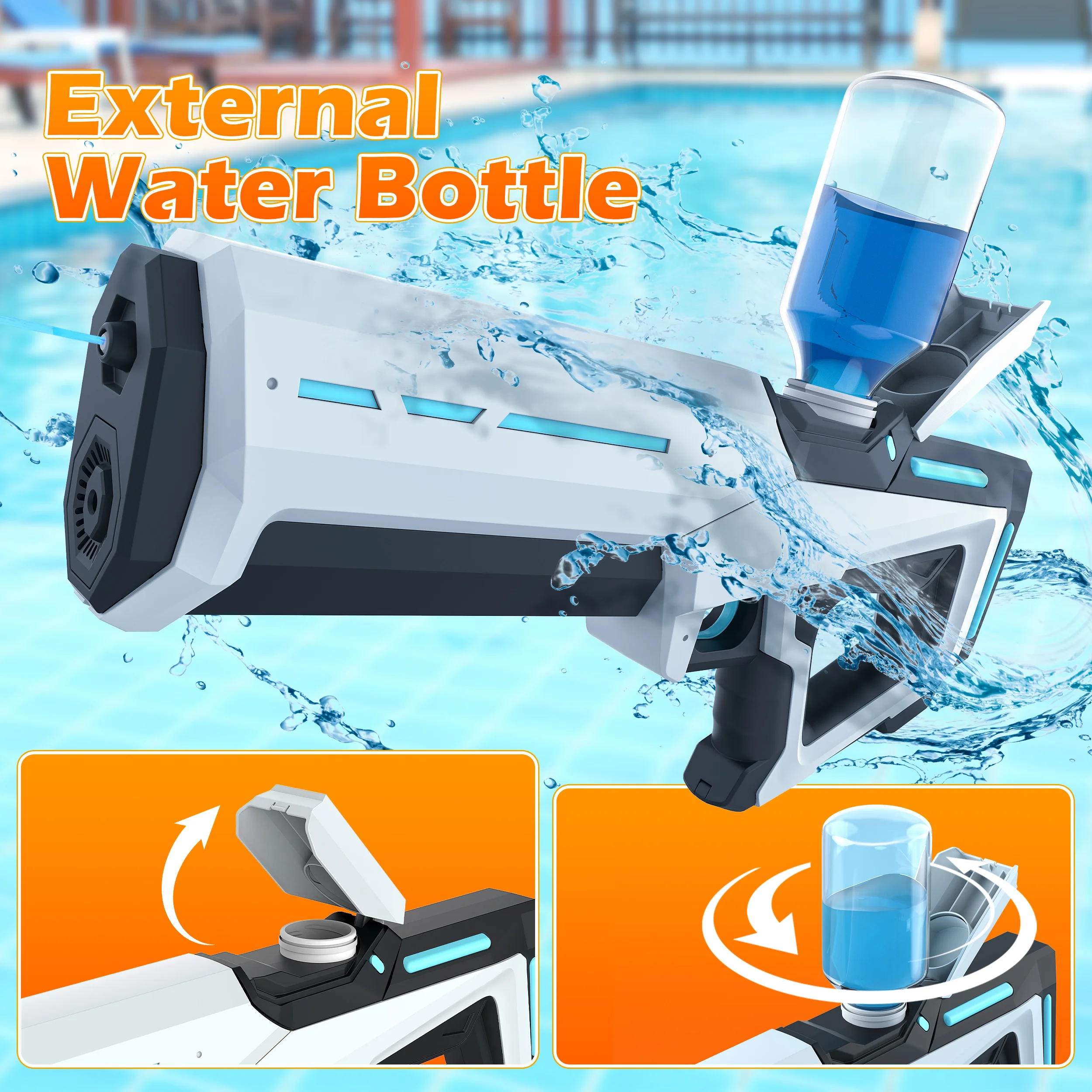 New Electric Water Gun Continuous Shooting Large Capacity Automatic Water Suction Gun Boy Handheld Outdoor Summer Children\'s Toy