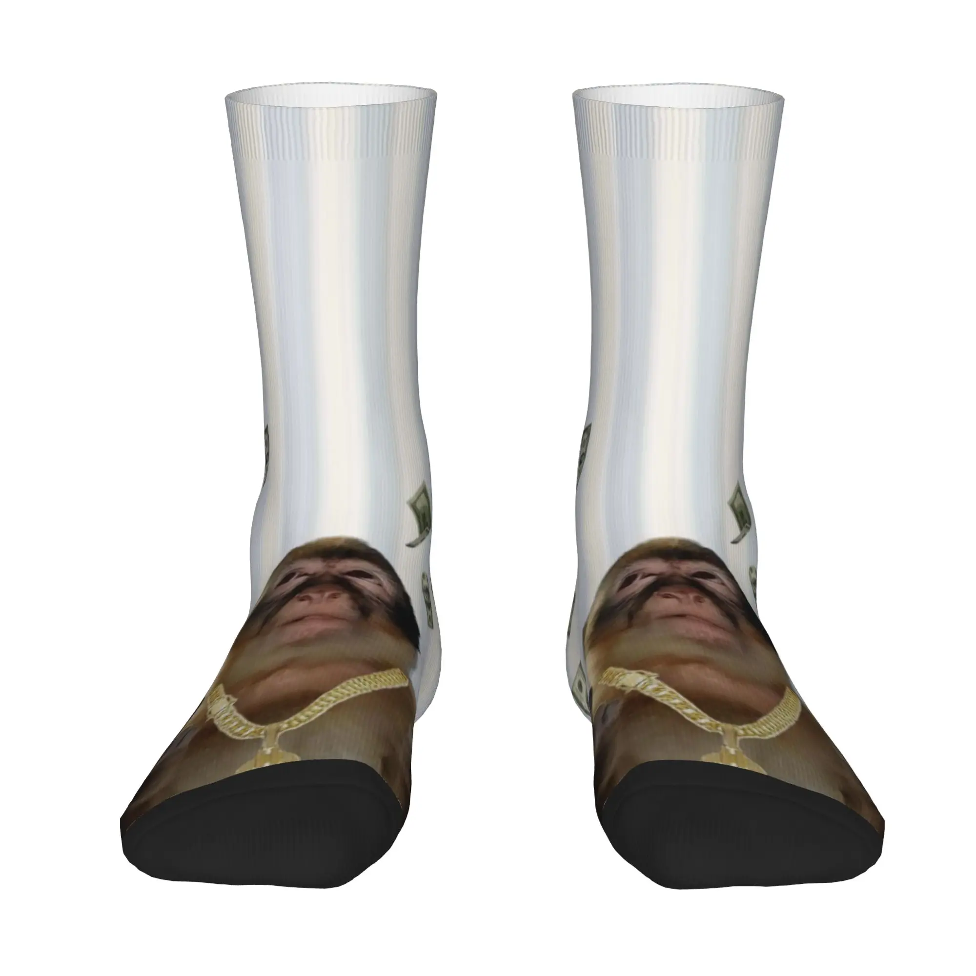 1 Pair Funny Sock  Rich Monkey Money Funny Character Hip Hop Quality Pattern Printed Men Socks Casual Men's Socks
