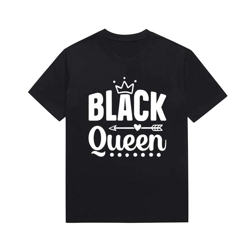 Black Queen Slogan Tees Melanin Personality Women's Casual Cotton O-Neck Tops Custom T Shirt