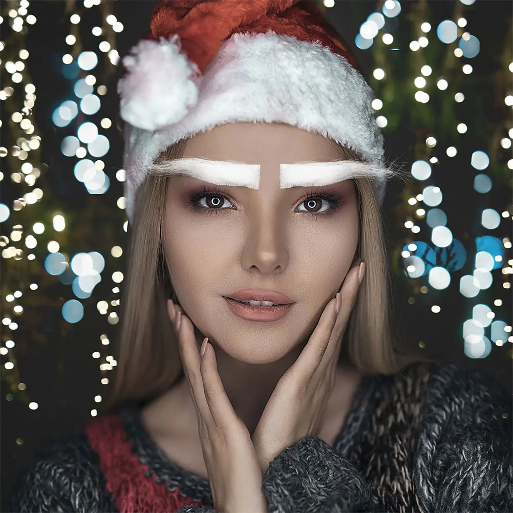 Set di 3 paia di sopracciglia bianche finte da Babbo Natale per uomo e donna, accessorio riutilizzabile per costumi e feste a tema natalizio