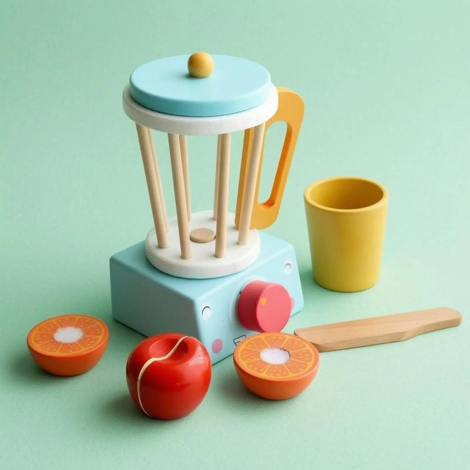 Wooden Toy Appliance Early Learning Imaginative Play Appliance Cartoon Style Wooden Kitchen Playset for Children