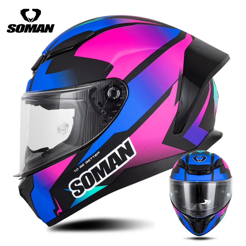 

SOMAN New Motorcycle Racing Helmet Men's and Women's Locomotive Outdoor Riding Four Seasons Universal Safety Motorcycle Helmet