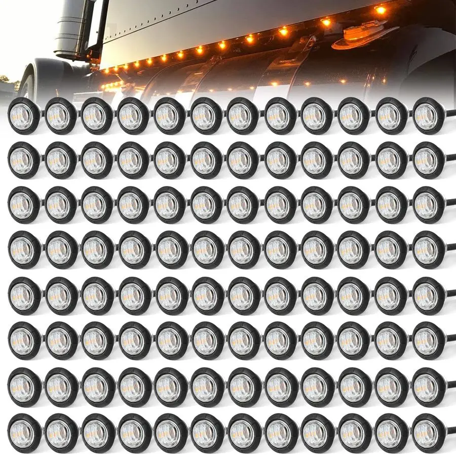 

4 Round 3 LED Side Marker Clearance Lights Front Rear Top Marker Indicators Tail Light Waterproof for Trailer Truck Car Bus Van