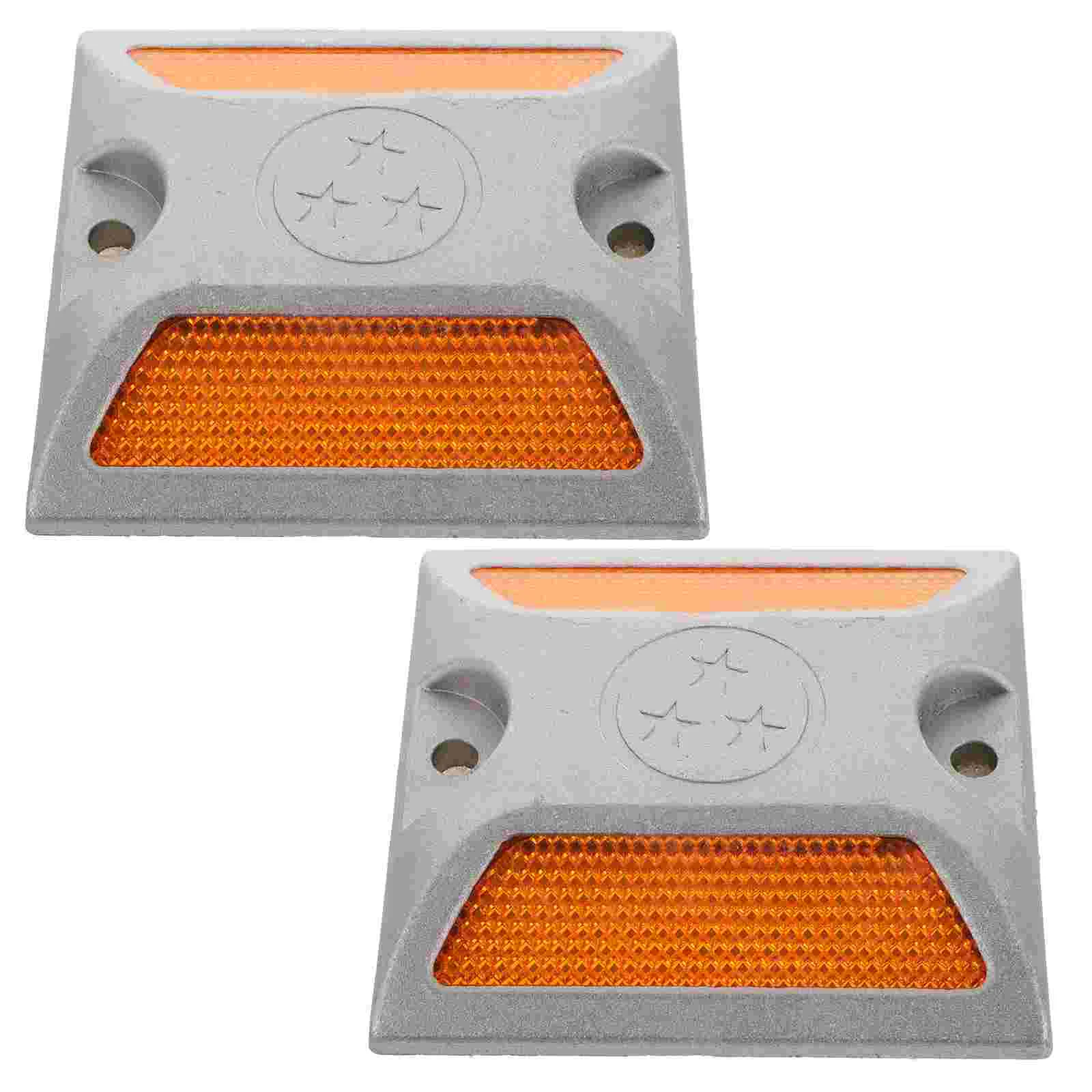 2 Pcs Cast Aluminum Reflective Road Stud Markers Pavement Markers for Highways Streets Visible Emergency Reflectors Road