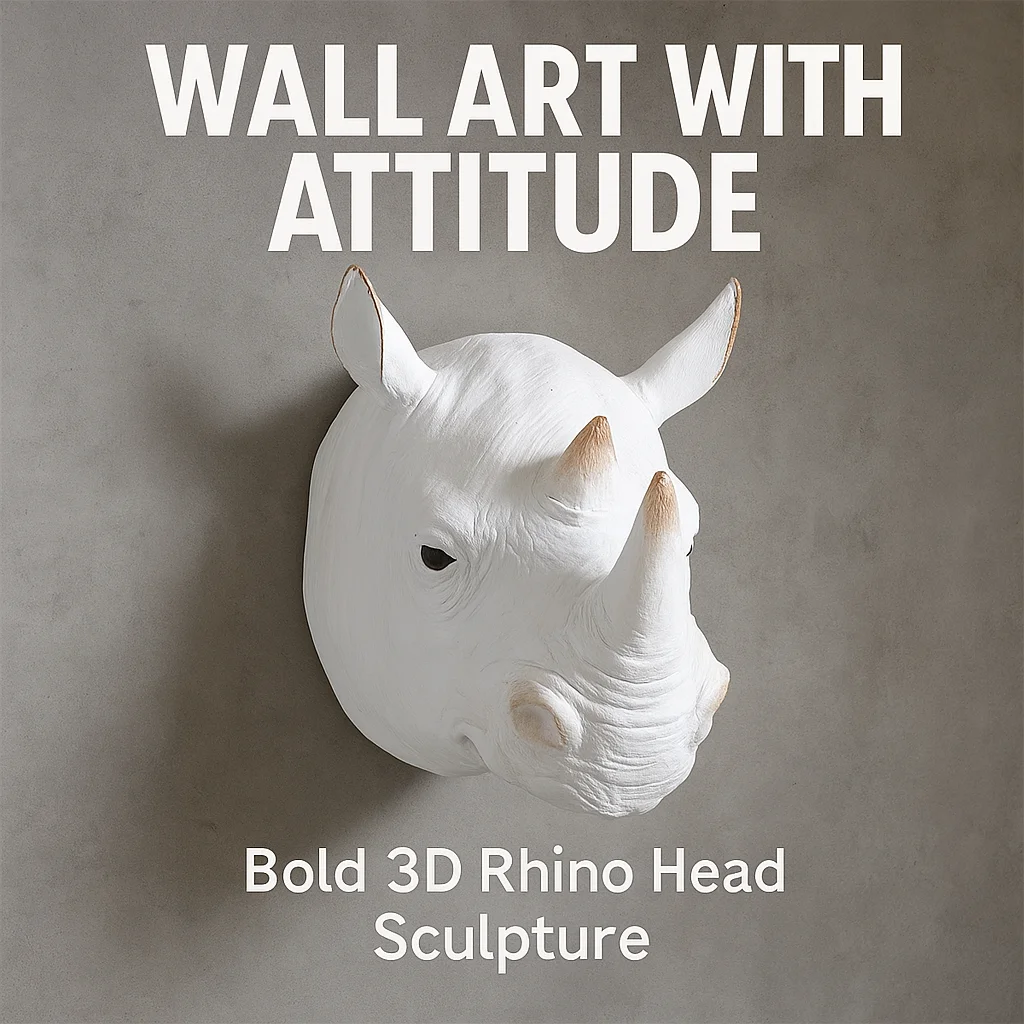 

Nordic Style Resin Rhino Head Wall Decor Modern Animal Sculpture For Living Room Bedroom Wall Hanging Home Decoration