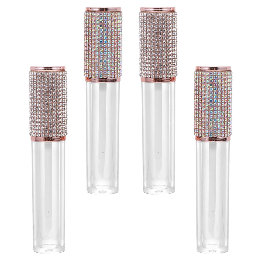 4 PCS Empty Tube of Lip Gloss DIY Bottle Lipgloss Mini Glazes Container Portable