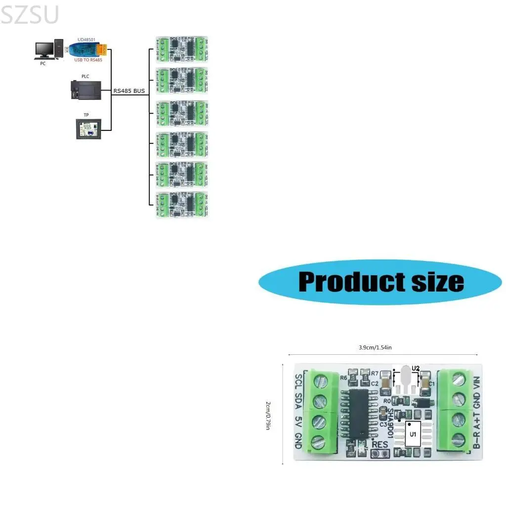 

Плата адаптера датчиков температуры и влажности SZSU SHT30 RS485 TTL232 Modbus Rtu