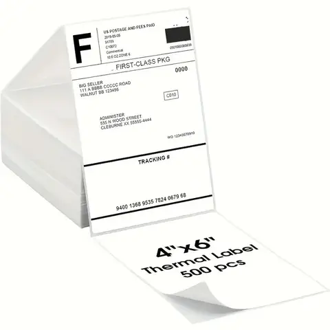 Etiquetas térmicas diretas 4x6 Polegada 500 etiquetas por empilhamento-adesivo forte, etiquetas resistentes à água e graxa para etiqueta de envio