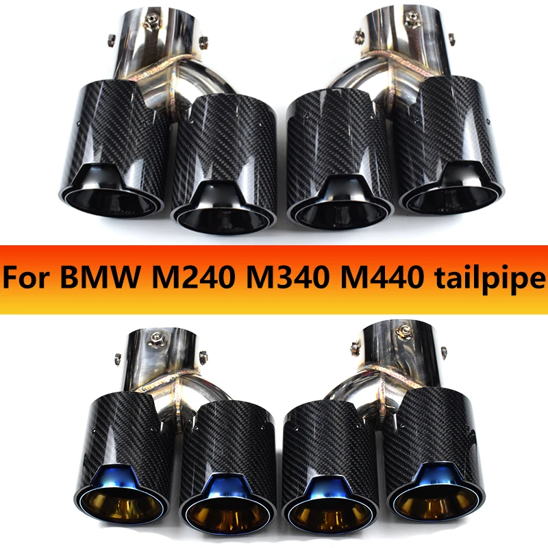 For BMW 2020 2021 2022 2023 G23 M440i G20 G21 M340i G42 M240i Exhaust Pipe Upgrade Carbon Fiber Black Muffler Tip Nozzle