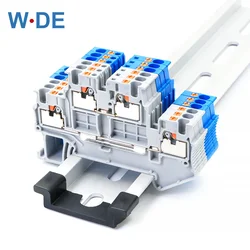 10pcs Din Rail Terminal Block PTTB-1.5 Electrical Connector 1.5mm Double Layer Spring Wiring Connection Wire Conductor PTTB1.5