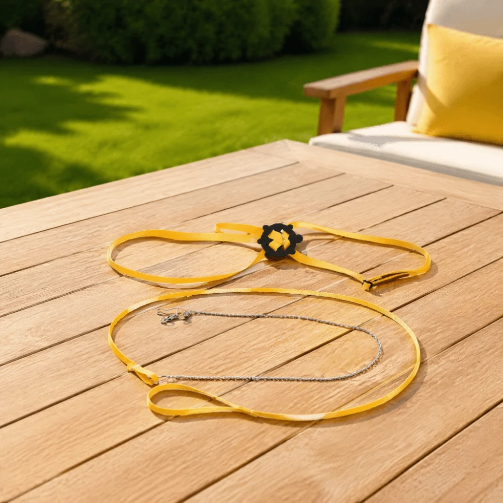 Yellow Turtle Harness Leash Polyester Webbing, Suede‑like Fleece, Pet Turtle Harness Stainless Steel Chain, Adjustable