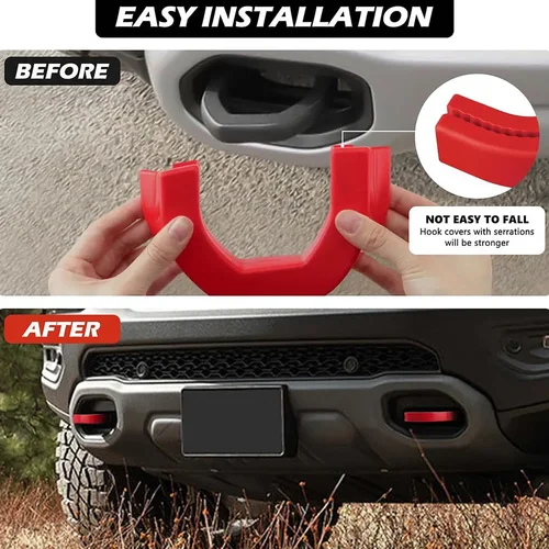 Imagen 2 del producto 2 uds cubiertas de ganchos de remolque delantero de coche cubierta de enganche para Dodge RAM 1500 2019-2024 cubiertas de ganchos de remolque de coche