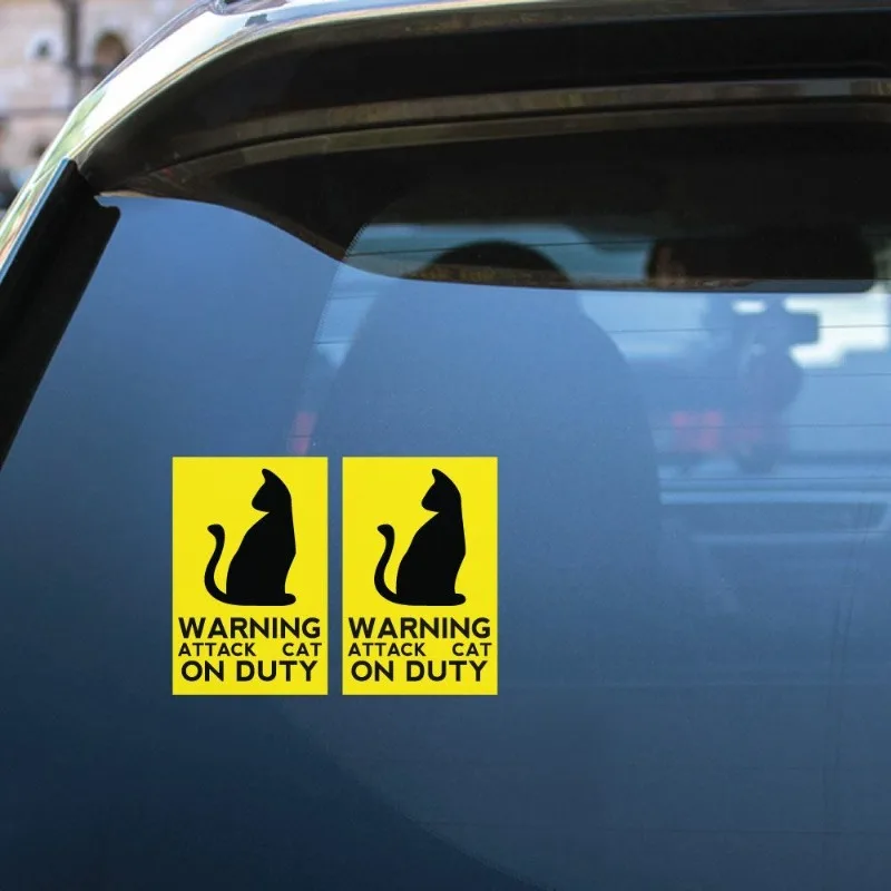 Car decoration decal sticker 2X Attack Cat Sticker Decal Funny Joke Luggage Rude Silly Car Laptop 15CM PVC KK