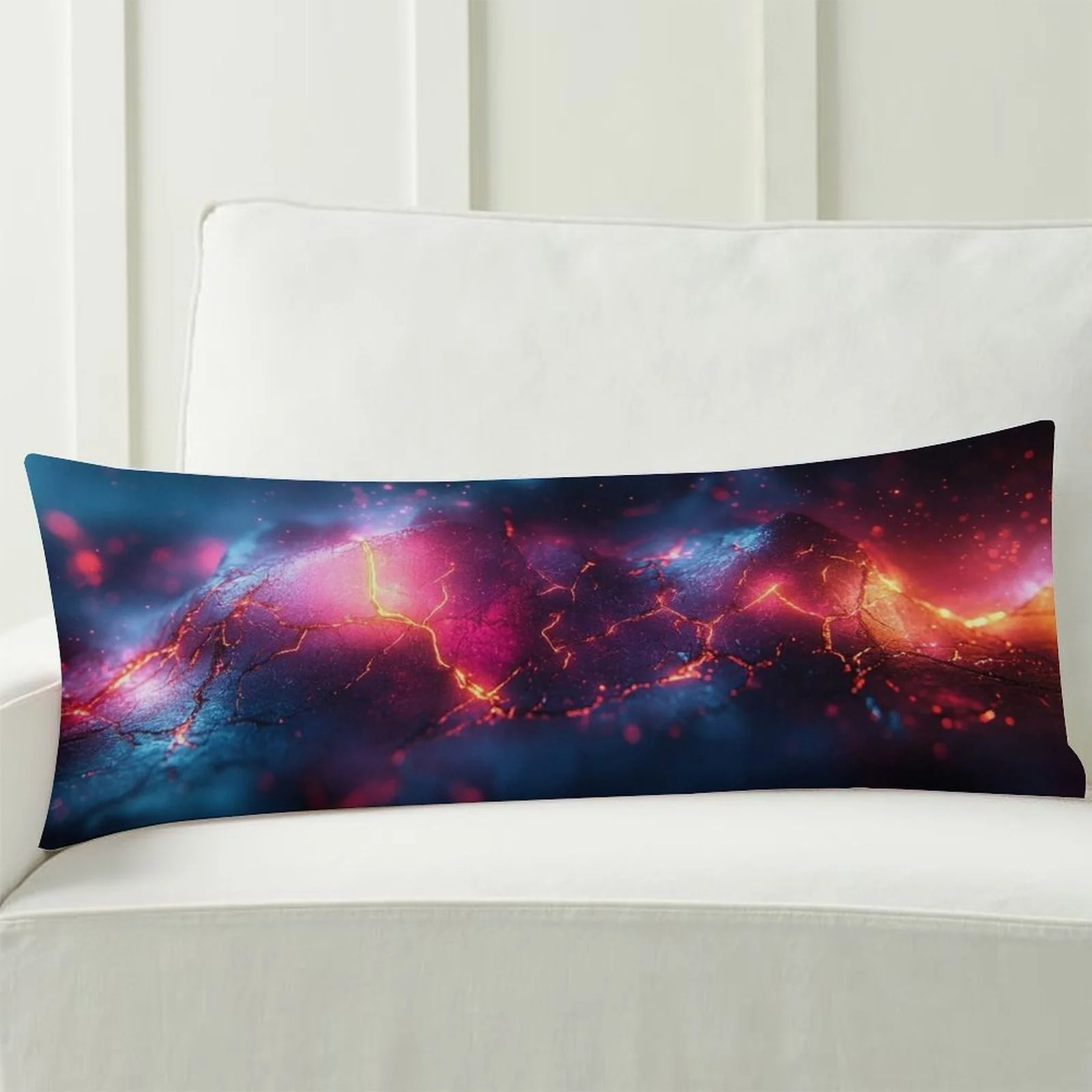 Lava Nebula Theme Pillowcase, Fashionable Long Plush Bed Pillowcase, Soft Decorative Double-Sided Printed Large Pillowcase, Suit