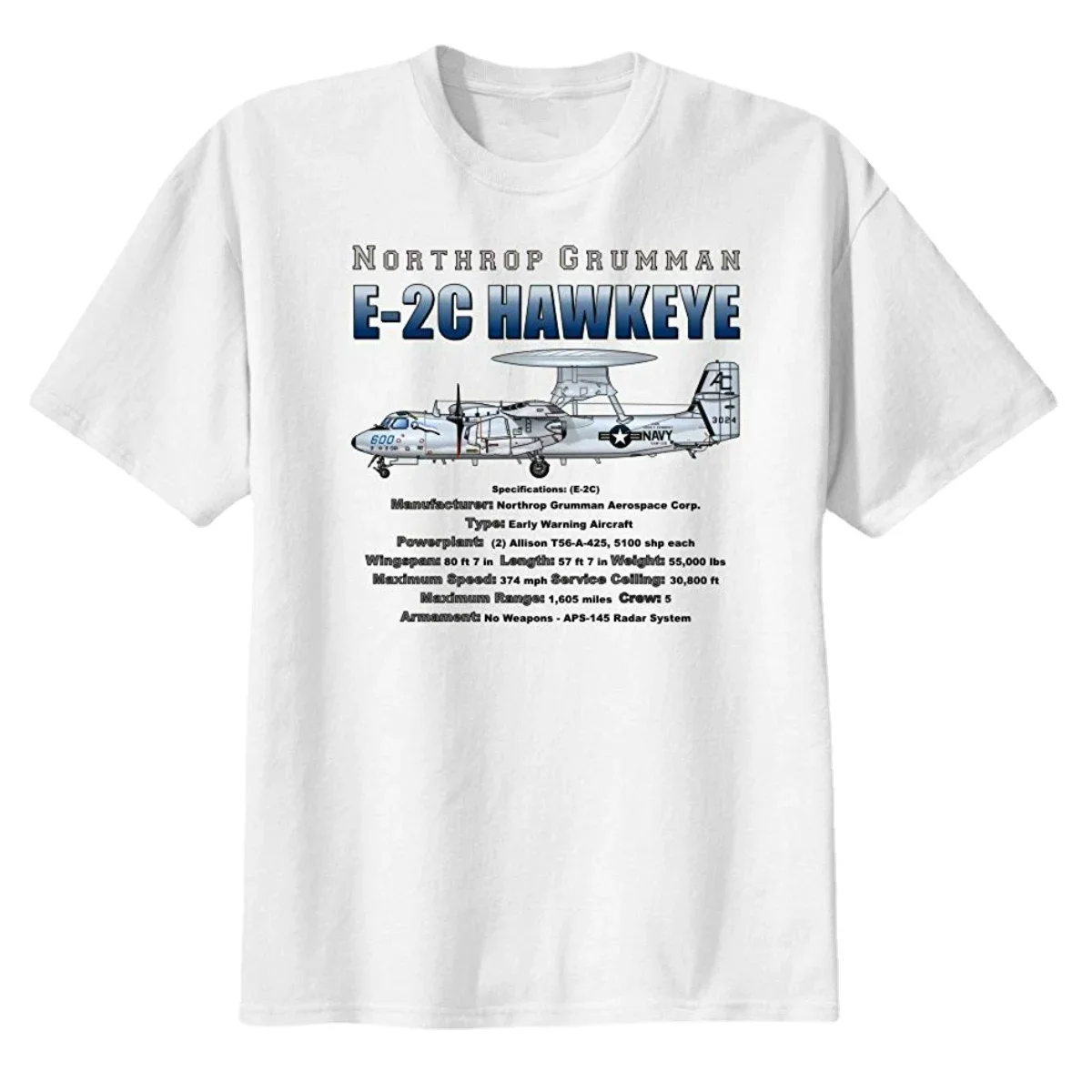 

E-2C Hawkeye Early Warning And Control Aircraft T-Shirt. Premium Cotton Short Sleeve O-Neck Mens T Shirt New S-3XL