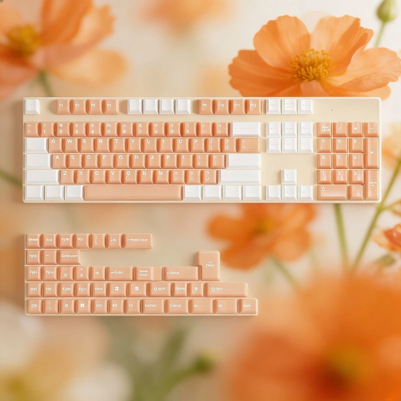 Hazy Orange Theme Keycaps Set Customized ABS PBT Sublimation Cherry Profile Keyboard Cap for Mechanical Keyboard Accessories DIY