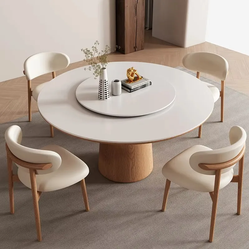 Modern minimalist marble set chair round home decoration function family dining table