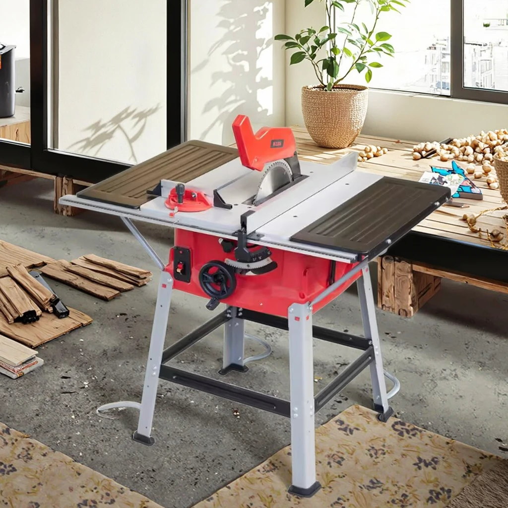

High-Speed Table Saw Motor Bevel Control Stable Metal Stand Woodworking Power Tool