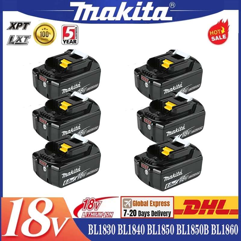 18V 6.0Ah 100% original Makita Rechargeable Battery ,For Makita BL1830 BL1830B BL1840 BL1840B BL1850 BL1850B Power Tools Battery