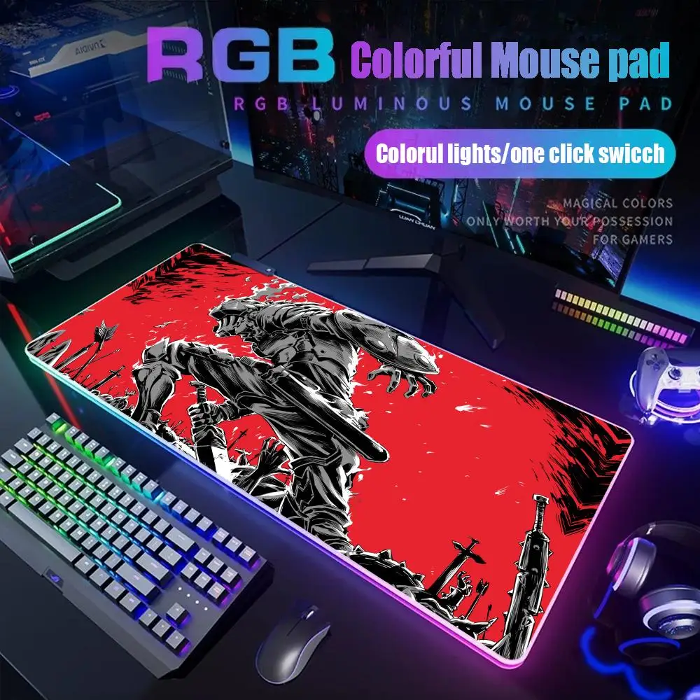 

Anime Goblin Slayer Mouse Pad Gamer Rgb Desk Mat Back Light Led Mousepad Setup Gaming Accessories Deskmat Big Mousepad Backlight