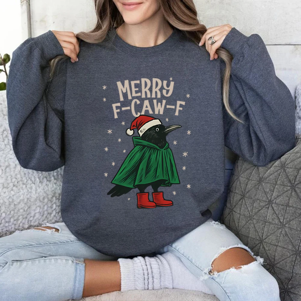 Divertida sudadera navideña, suéter de Navidad F-Caw-F, jersey Retro para vacaciones, camisa Merry F-Caw-F, sudaderas de manga larga Unisex