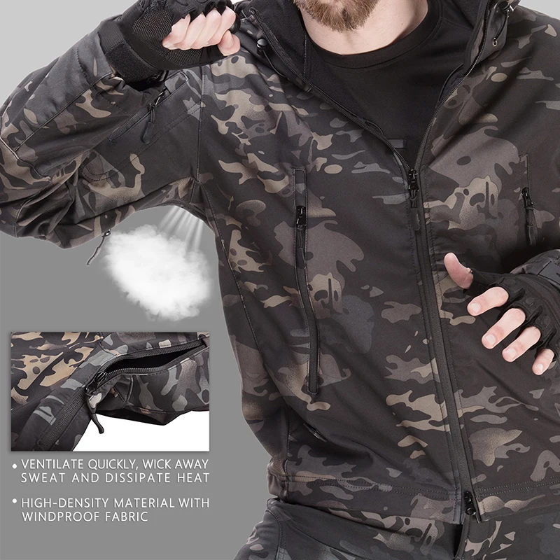 Fleece Tactical Jackets Hiking Jacket Windbreaker Combat Uniform Hunting Clothes Camo Jacket Man Pants Men Clothing