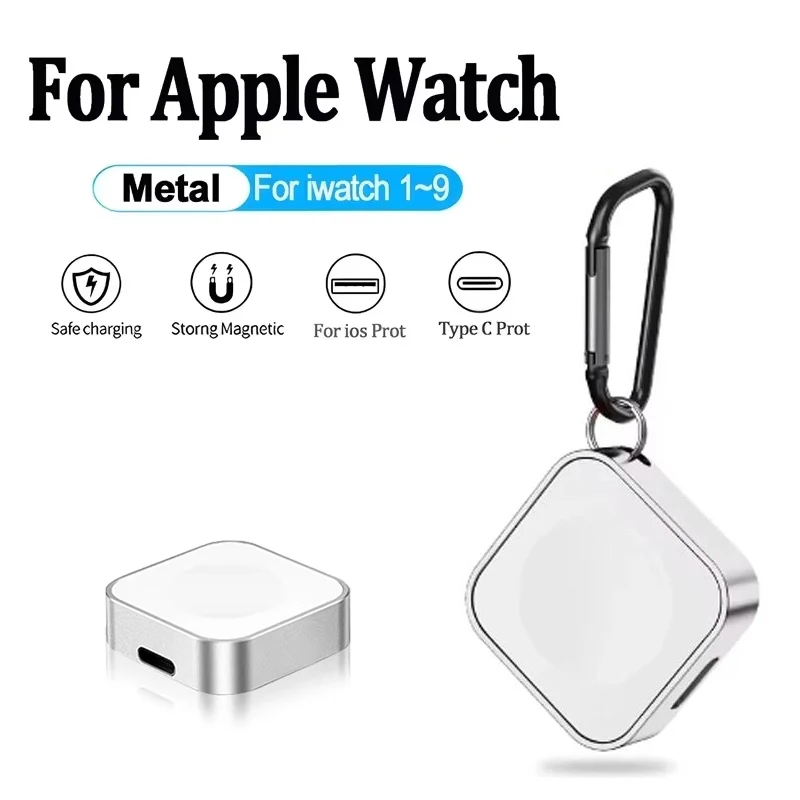 

Портативное беспроводное зарядное устройство для Apple Watch 10 9 8 7 6 5 4 3 2, магнитное 8-контактное зарядное устройство типа C для зарядной станции серии Ultra 1 2