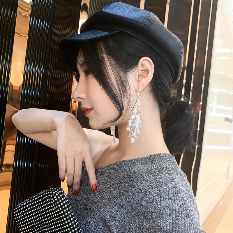 Exaggerated Transparent Waterdrop Earring Crystal Long Tassel Earrings For Women Fashion Dangle Pendientes Party Jewelry Gift