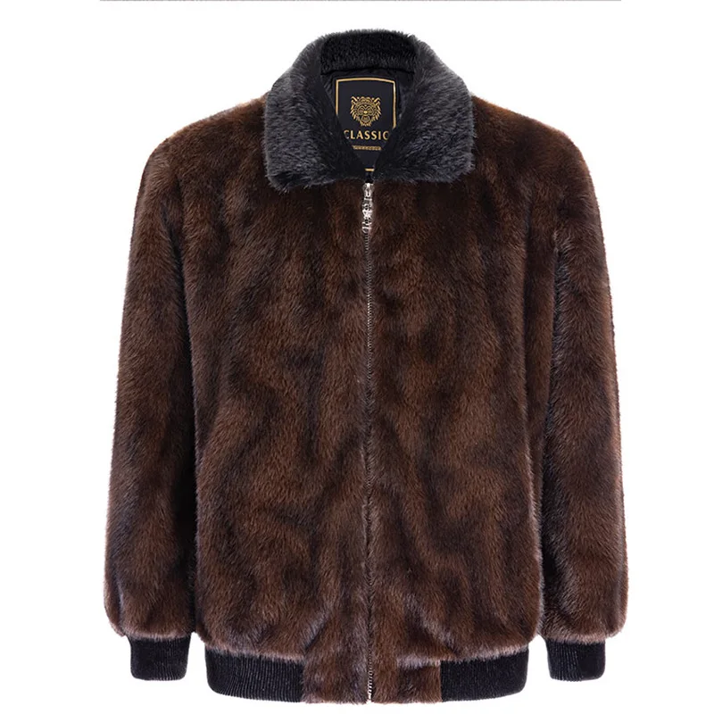 

Winter Mens Mink Fur Jacket High-quality Korean Fashiona Luxury Lapel Thick Warm Coat Outdoors Cold-Proof Jackets Men Clothing
