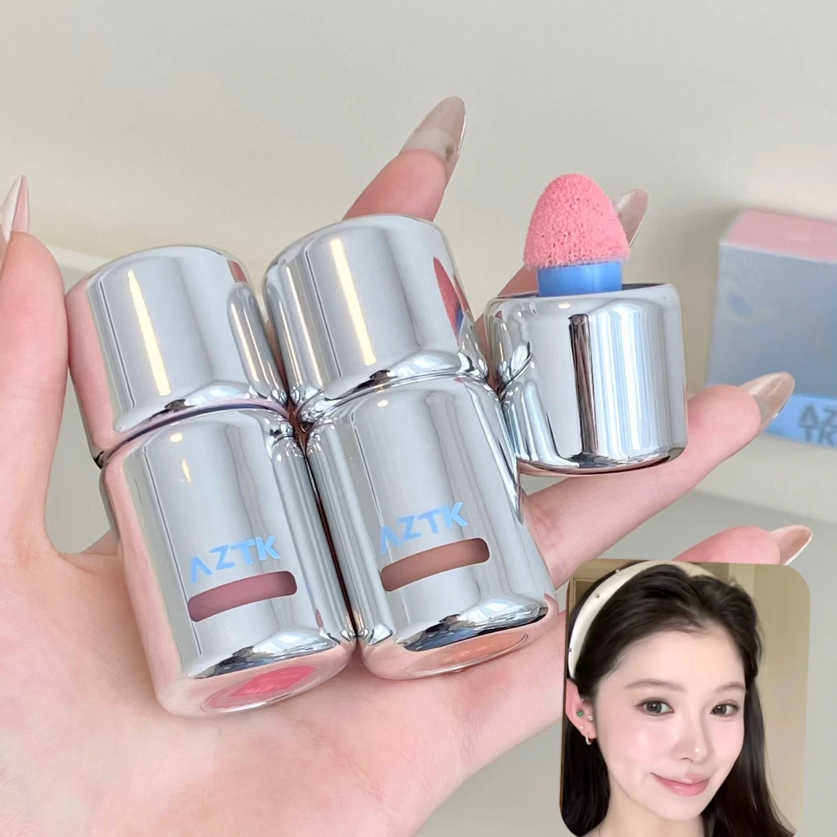 AZTK 리퀴드 젤로 블러셔 파우더 JC04 미러 모이스처라이징 치크 블러쉬 브라이트닝 플로리스 하이라이트 하이글로스 매트 페이스 메이크업