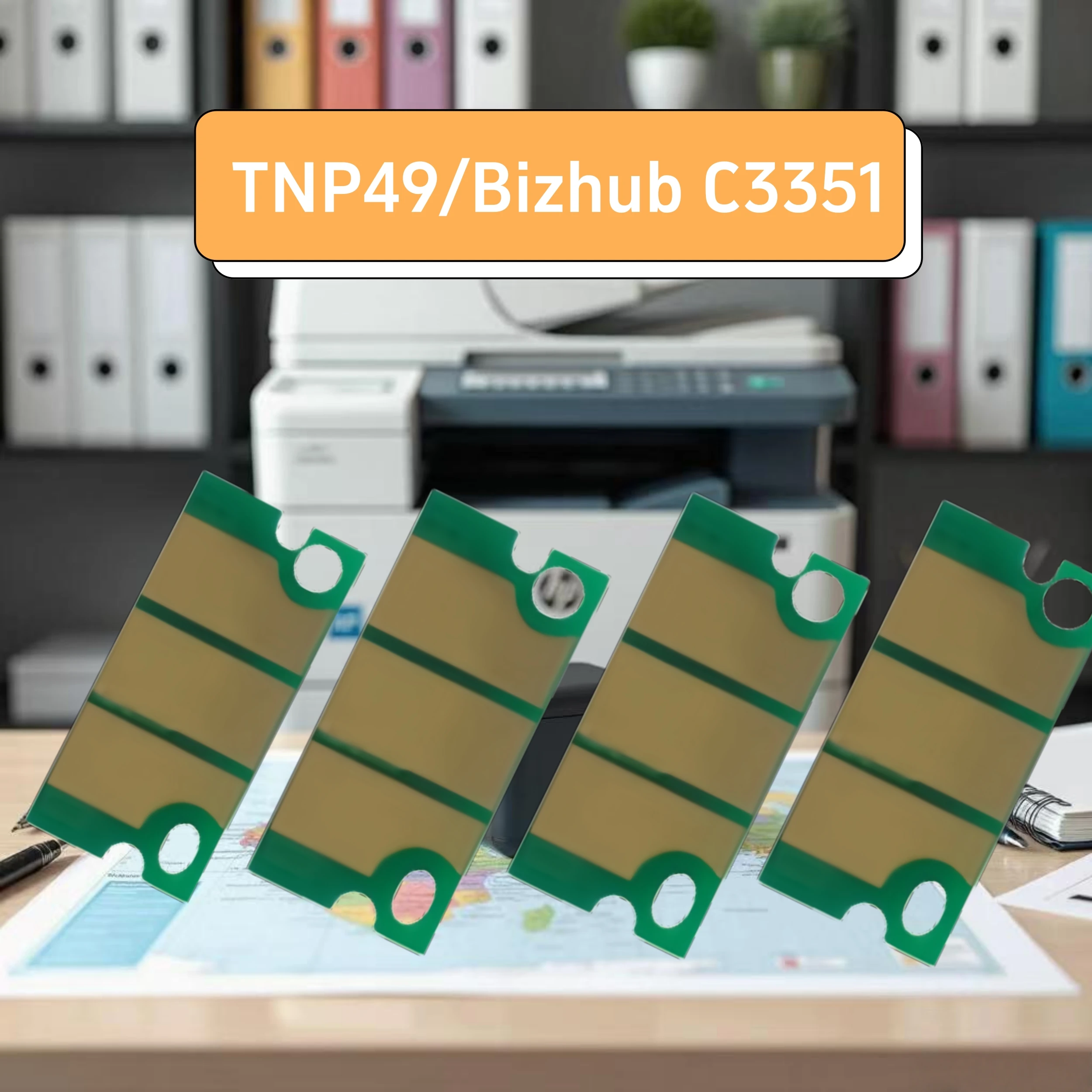3 Juego de 12 Uds de Chip de tóner en todo el mundo TNP49 KCMY Chip de cartucho para Konica Minolta Bizhub C3351 3851 Chip de reinicio de polvo de impresora