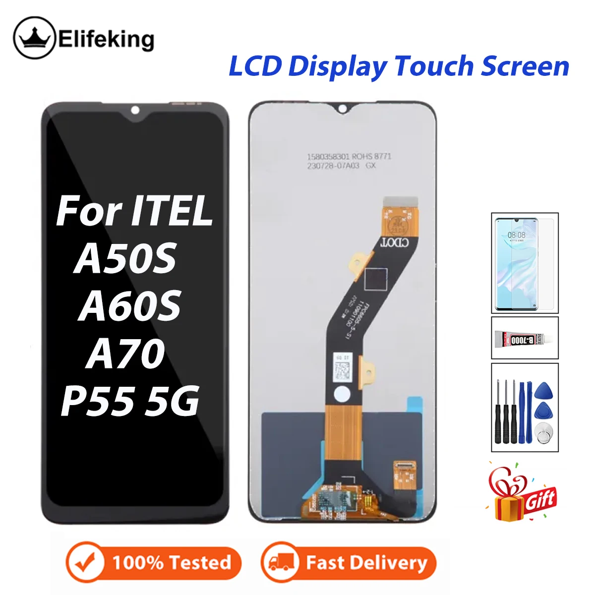 

LCD For ITEL A50S A60S A70 P55 Touch Screen Digitizer Display Assembly Replacement with Free Tools