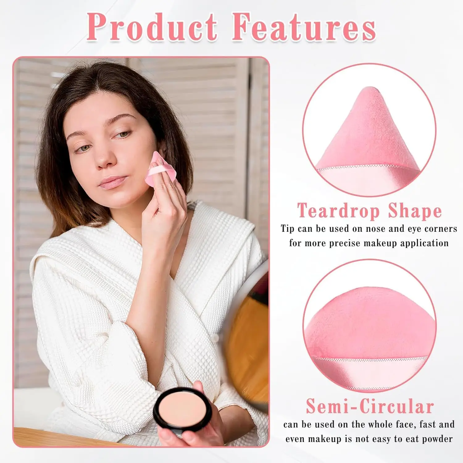 Zestaw 6 trójkątnych gąbek do makijażu z paskiem - aksamitne, miękkie blendery do podkładu/różu |   Zmywalny, wielokrotnego użytku zestaw podróżny dla wszystkich rodzajów skóry