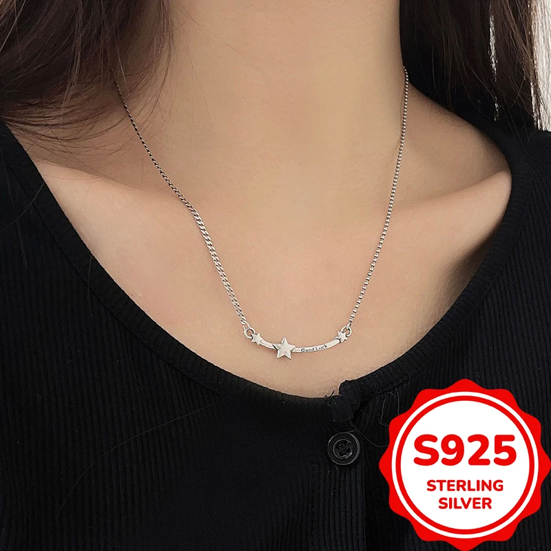 

Ожерелье из стерлингового серебра 925 пробы в стиле ретро с пятиконечной звездой для женщин, модные английские буквы, персонализированный универсальный нишевый дизайн, шея