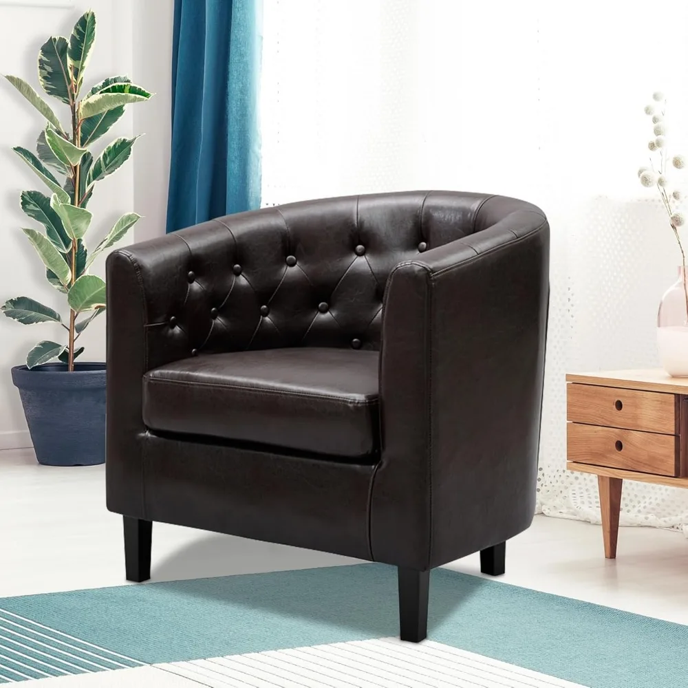 كرسي إيما أكسنت، كرسي برميل من الجلد الصناعي معنقدة بأزرار، كرسي مريح بذراعين من منتصف القرن، كراسي أسطوانية حوض الاستحمام