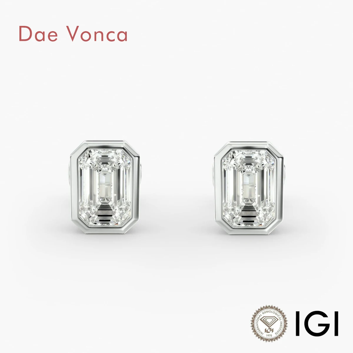 

Custom Emerald Cut Real Diamond Stud Earrings 14/18K Gold Bezel Setting Lab Grown Diamond Stud Earring Promise Gift Fine Jewelry