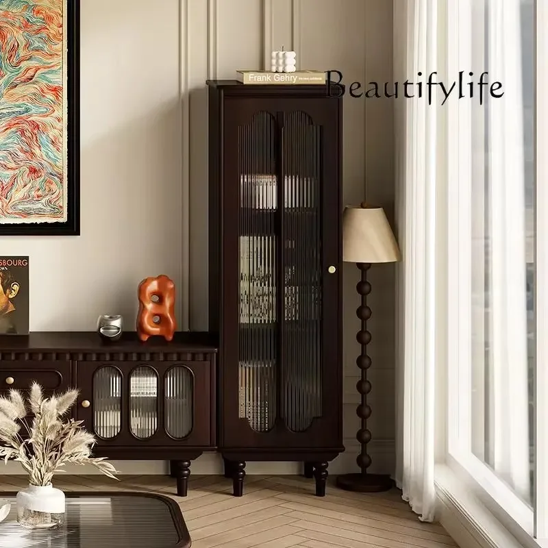 

X40 Pure Solid Wood TV Cabinet Side Cabinet Living Room American Home Storage Locker Combination Retro Solid Wood Wine Cabinet
