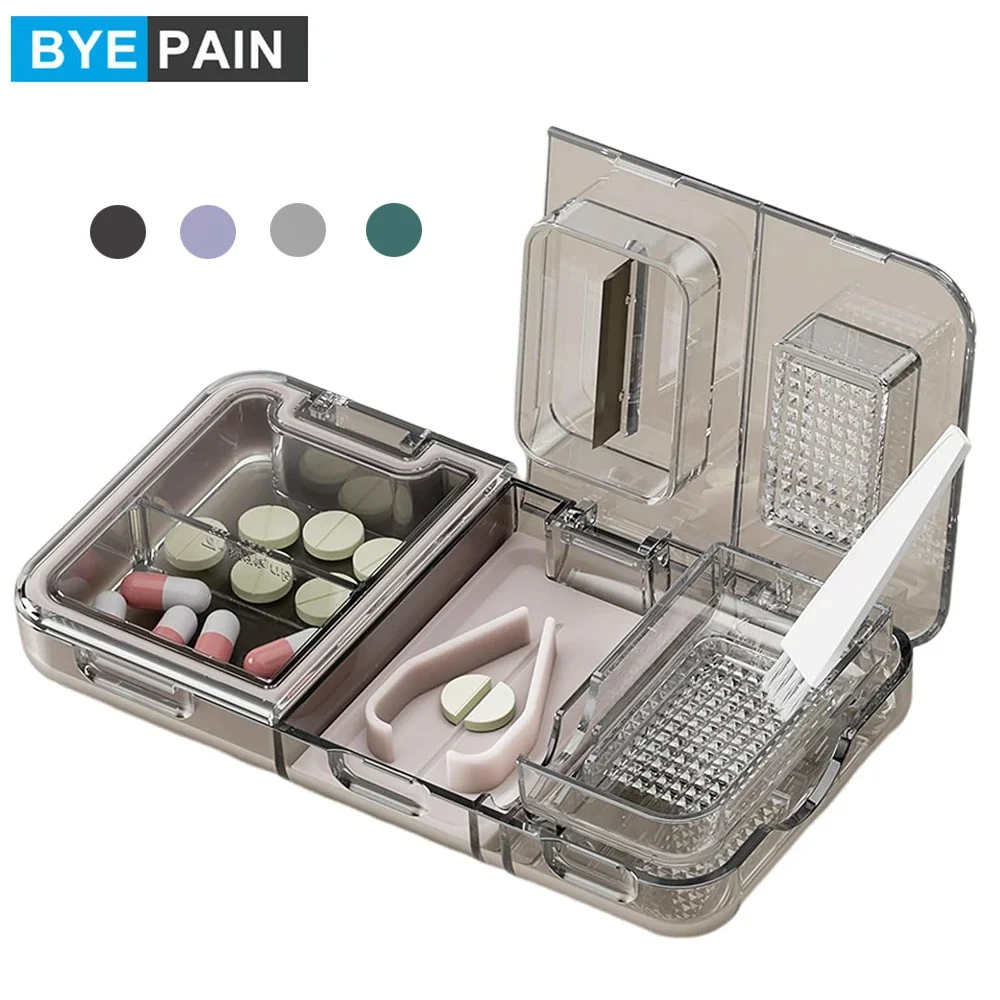 

1Pcs 3 in 1 Pill Cutter Pill Splitter with Cutter &Storage &Grind, Sharp Stainless Steel Blade for Cutting Pill/Vitamin/Tablet