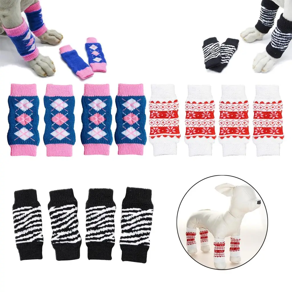 4Pcs/Set Dog Leg Socks Leg Warmers Protector, Puppy Legs Brace Wraps