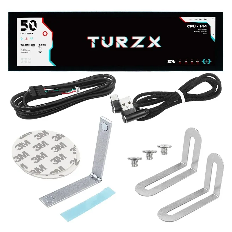 TURZX 8.8 بوصة USB شاشة ثانوية Type-C سطح المكتب شاشة ممتدة TF بطاقة اللعب 1920*480 IPS LCD CPU RAM GPU مراقب NO AIDA64