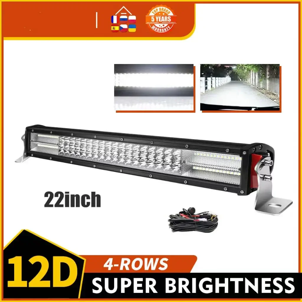 

HAOLIDE 12D Led Light Bar 4-Rows 22inch Super Bright Spot Flood Combo Beam 6000k White IP68 for Offroad SUV UTV ATV Jeep Truck