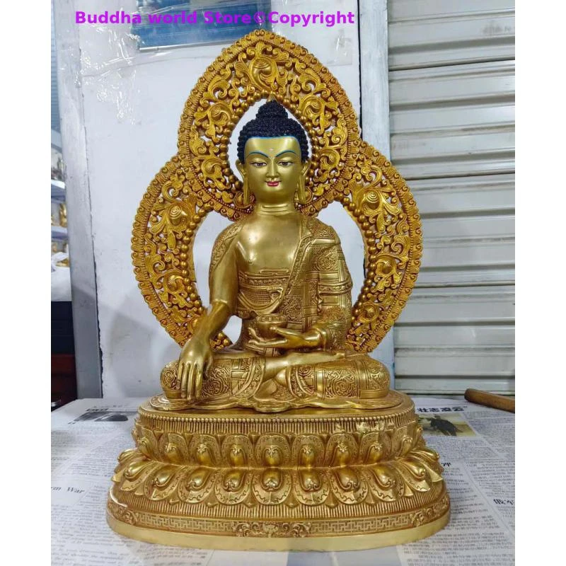 50CM large wholesale Buddhism Temple buddha statue merciful Shakyamuni Amitabha Medicine Buddha statue with power backlight