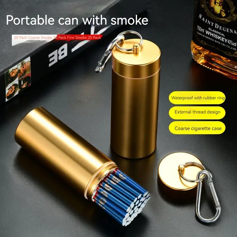 Portable Zinc Alloy Cigarette Case Waterproof Metal Cigarette Box with Keychain Outdoor travel cigarette storage box tank 20pcs