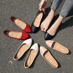New Low Heel Pointed Flat Shoes Women Fashionable Shallow Mouth Large 46 Casual Single Shoes Women